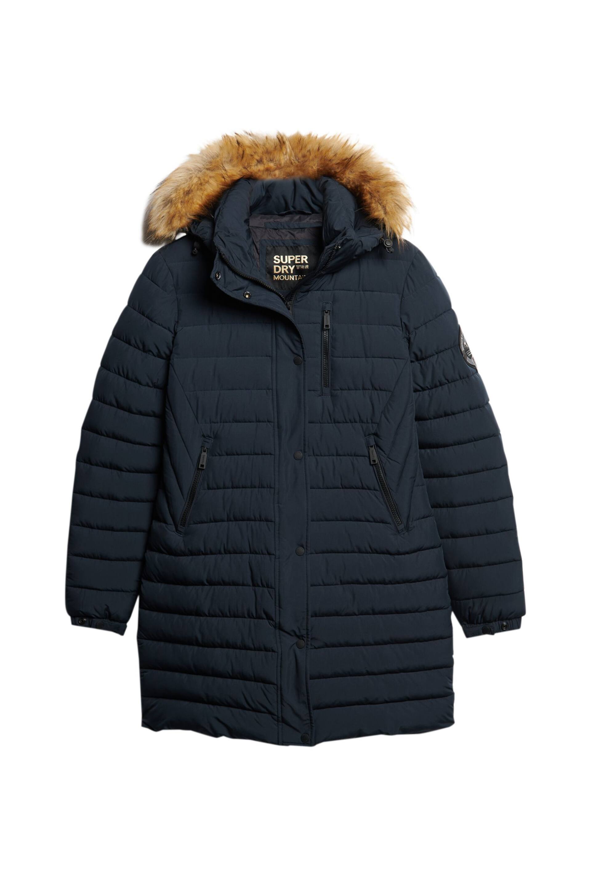 Superdry Blue Fuji Hooded Mid Length Puffer Jacket - Image 5 of 7