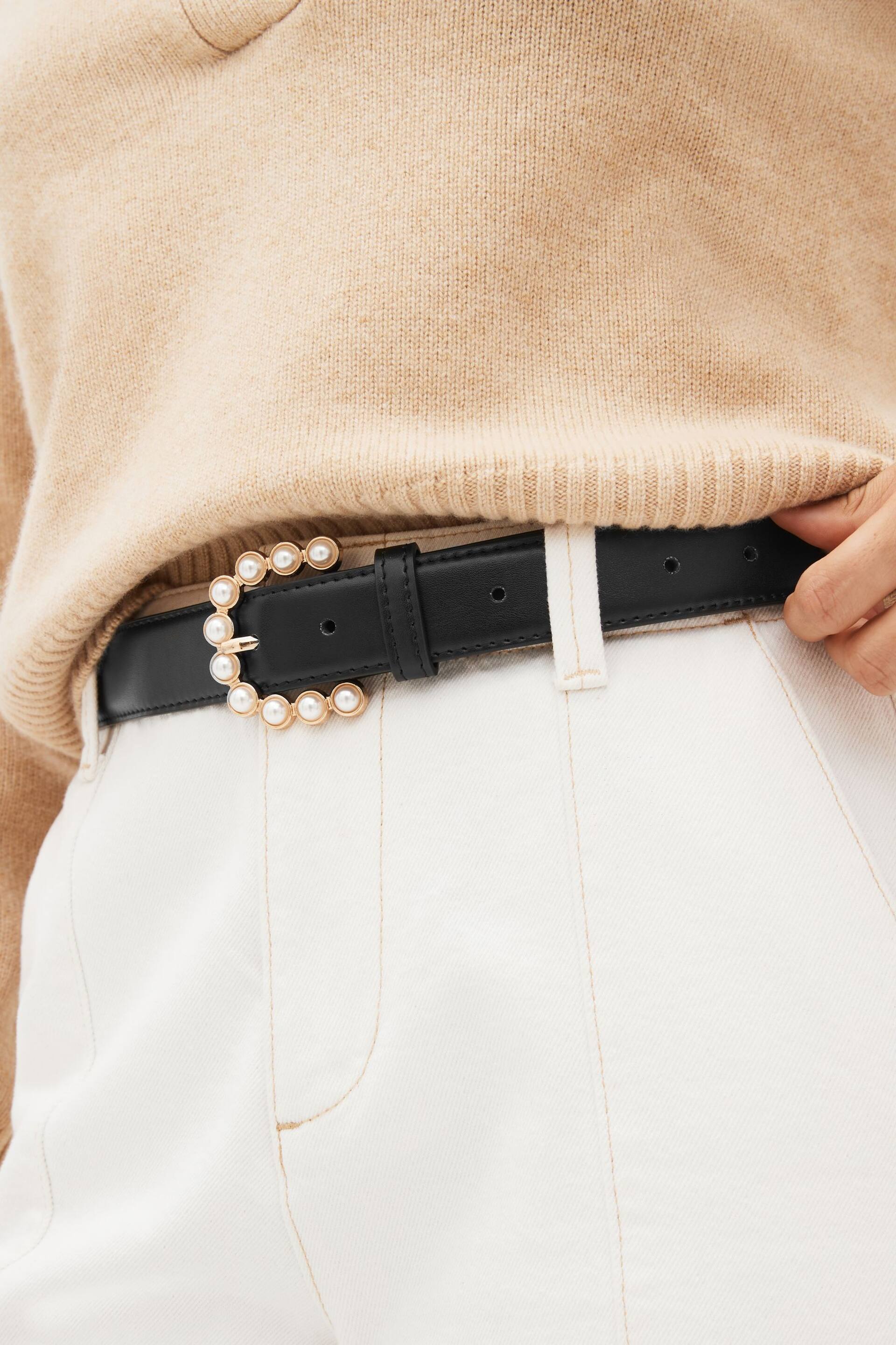 Black Pearl Buckle Regular Belt - Image 2 of 4