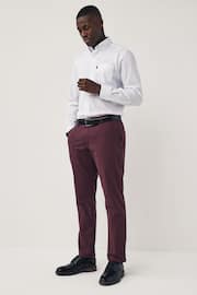 Burgundy Red Slim Smart Textured Chino Trousers - Image 2 of 9