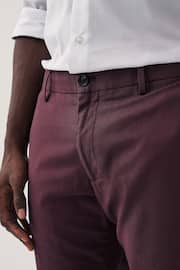 Burgundy Red Slim Smart Textured Chino Trousers - Image 4 of 9