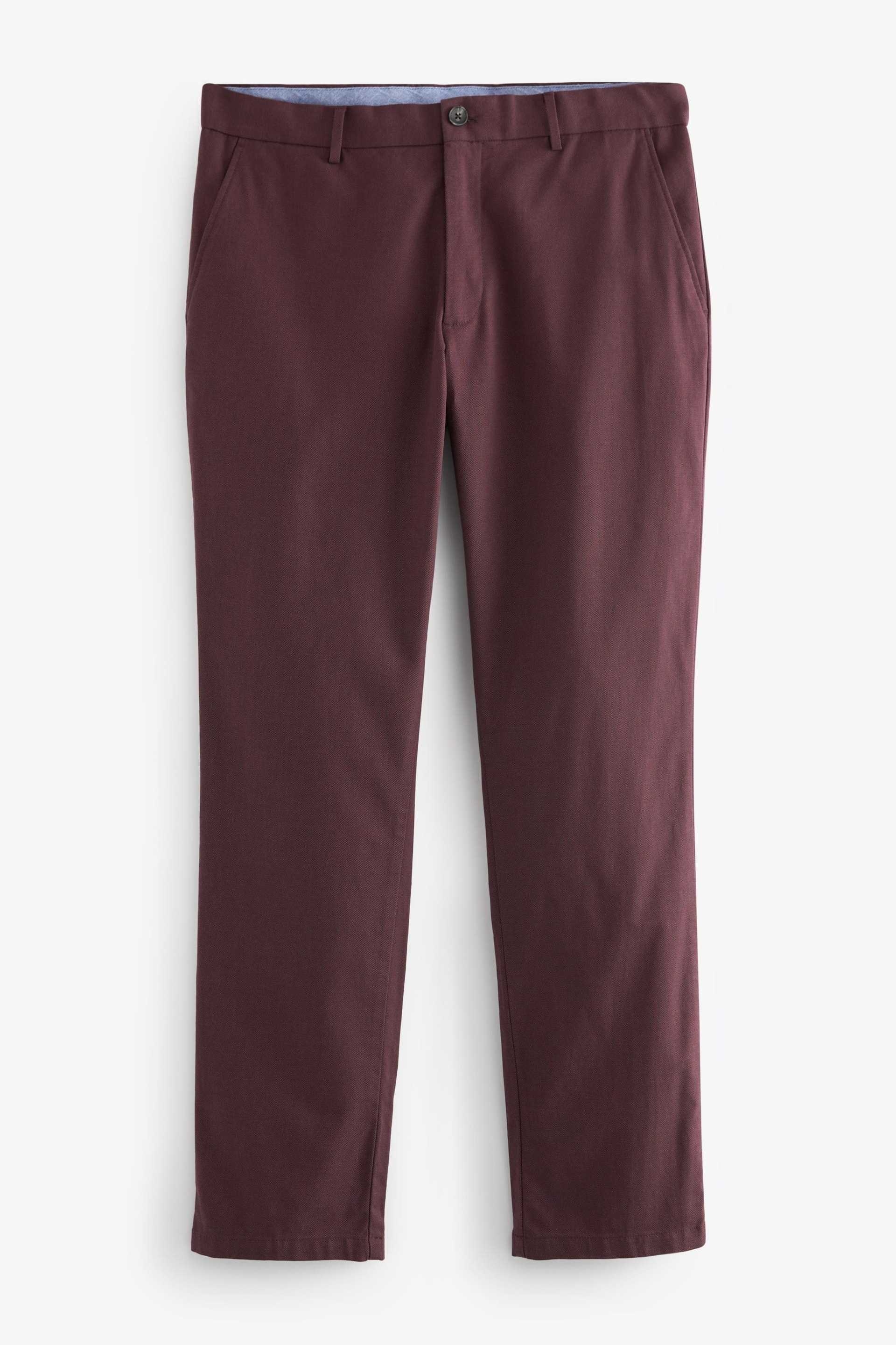 Burgundy Red Slim Smart Textured Chino Trousers - Image 6 of 9
