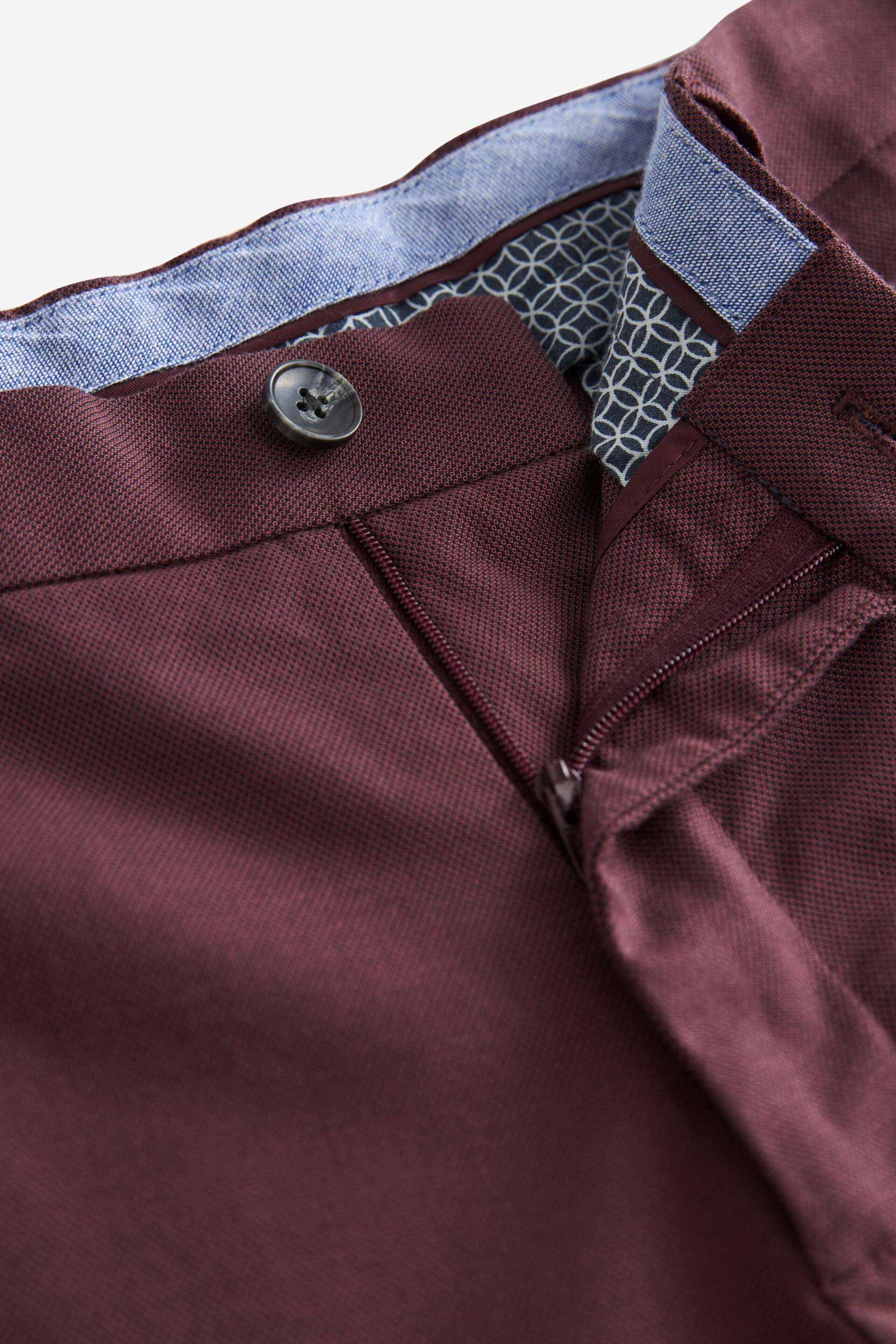 Burgundy Red Slim Smart Textured Chino Trousers - Image 7 of 9