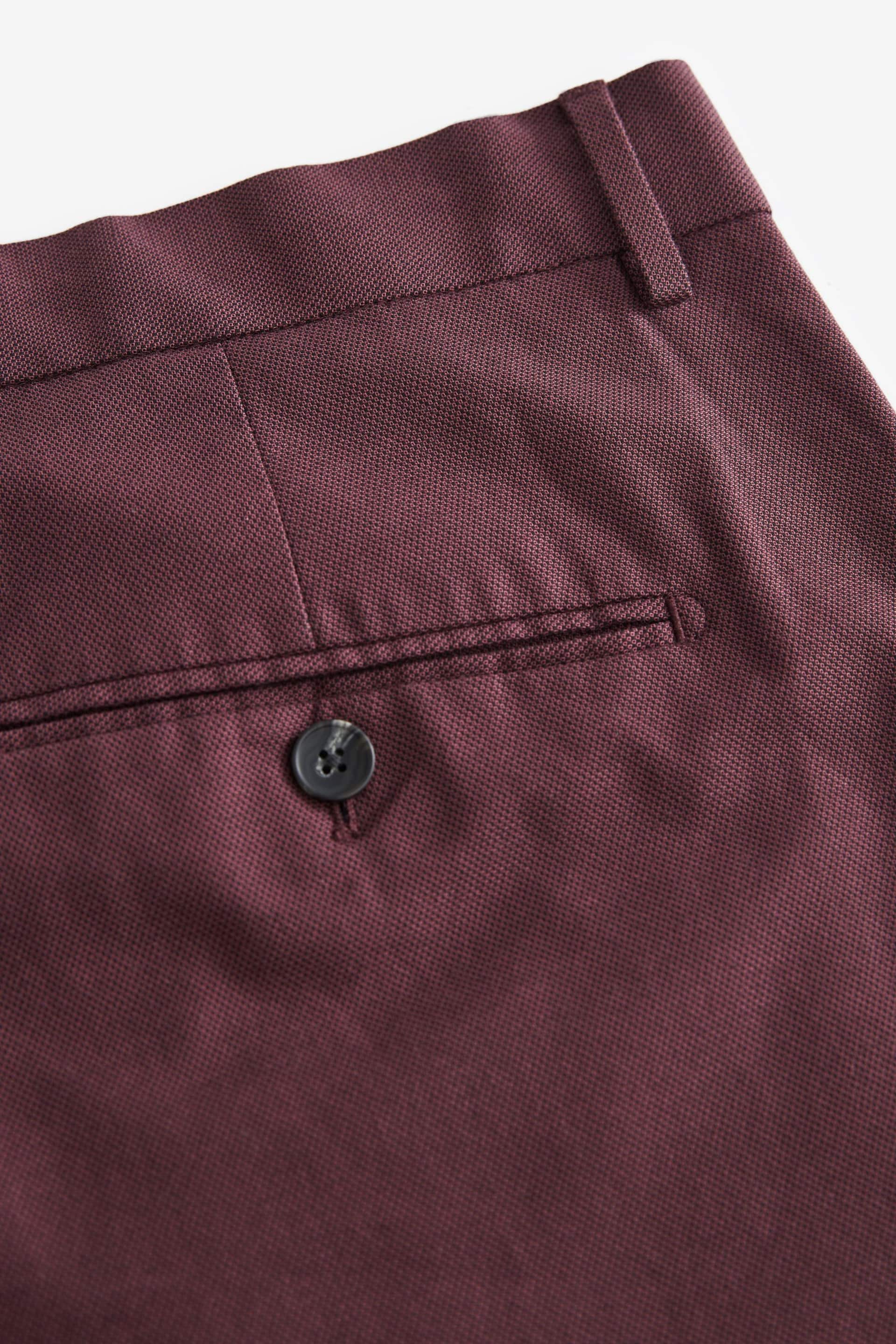 Burgundy Red Slim Smart Textured Chino Trousers - Image 8 of 9