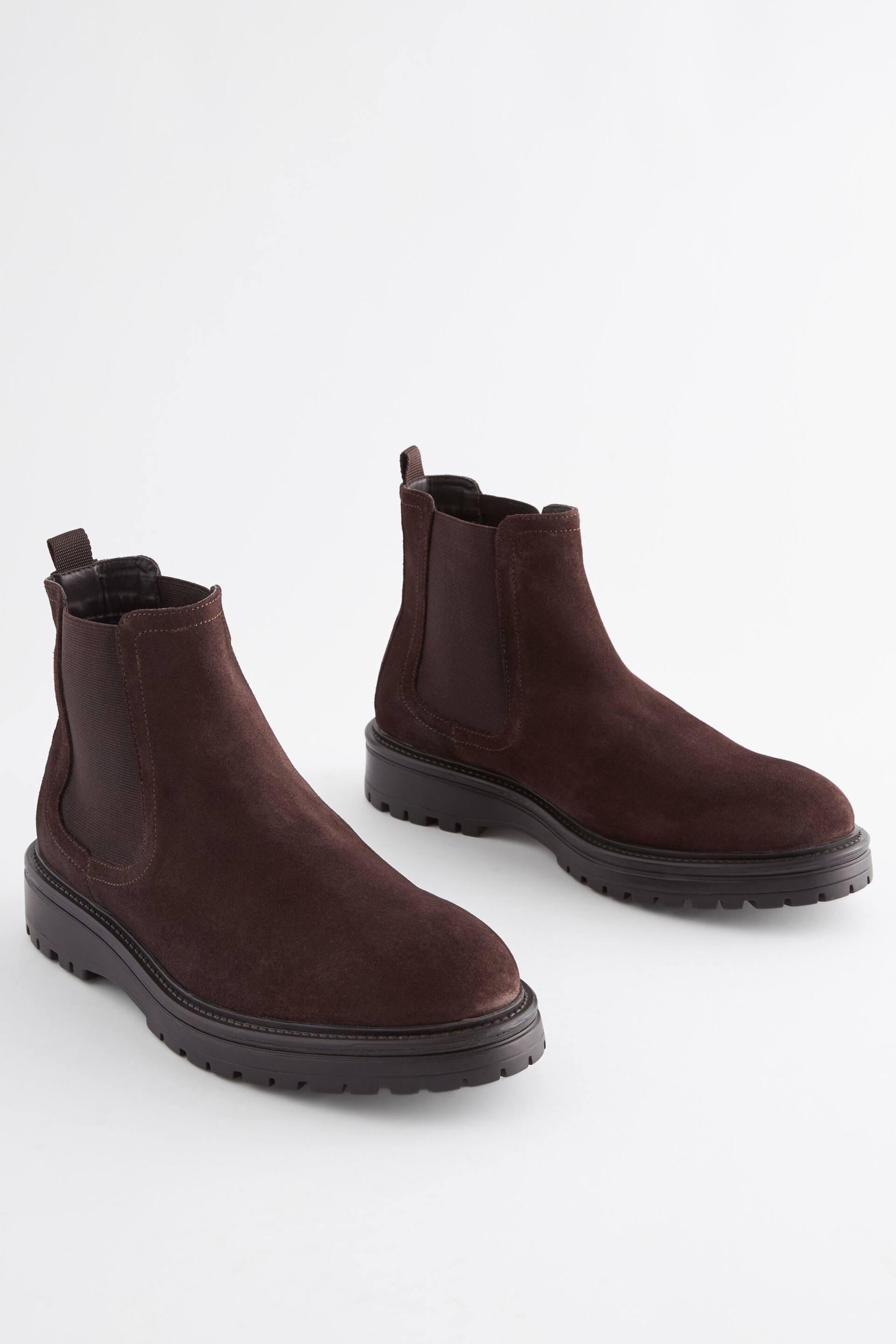 Brown Chunky Leather Chelsea Boots - Image 1 of 5