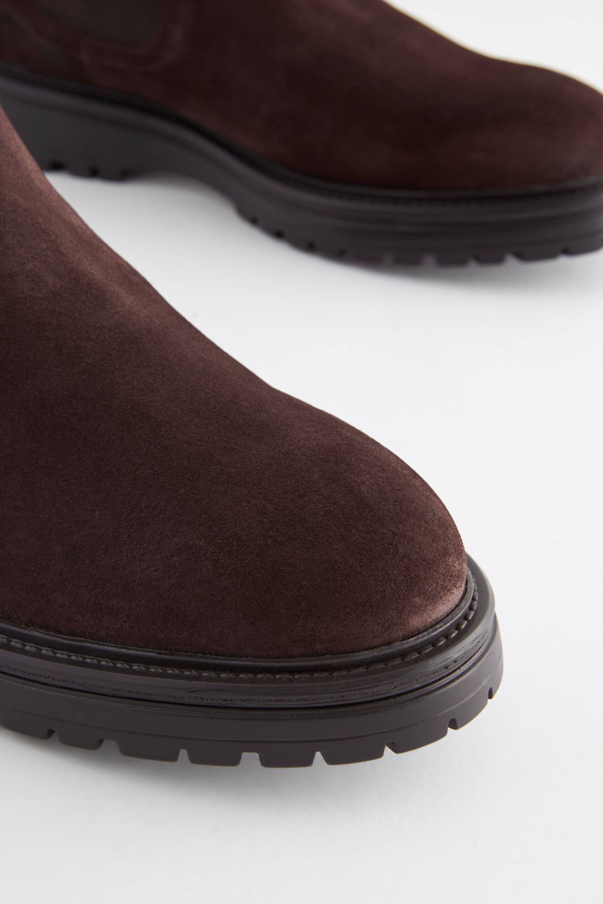 Brown Chunky Leather Chelsea Boots - Image 3 of 5