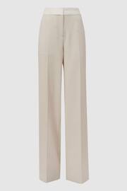 Reiss Neutral Maya Mid Rise Contrast Wide Leg Suit Trousers - Image 2 of 5