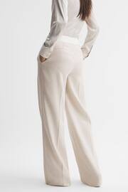 Reiss Neutral Maya Mid Rise Contrast Wide Leg Suit Trousers - Image 4 of 5