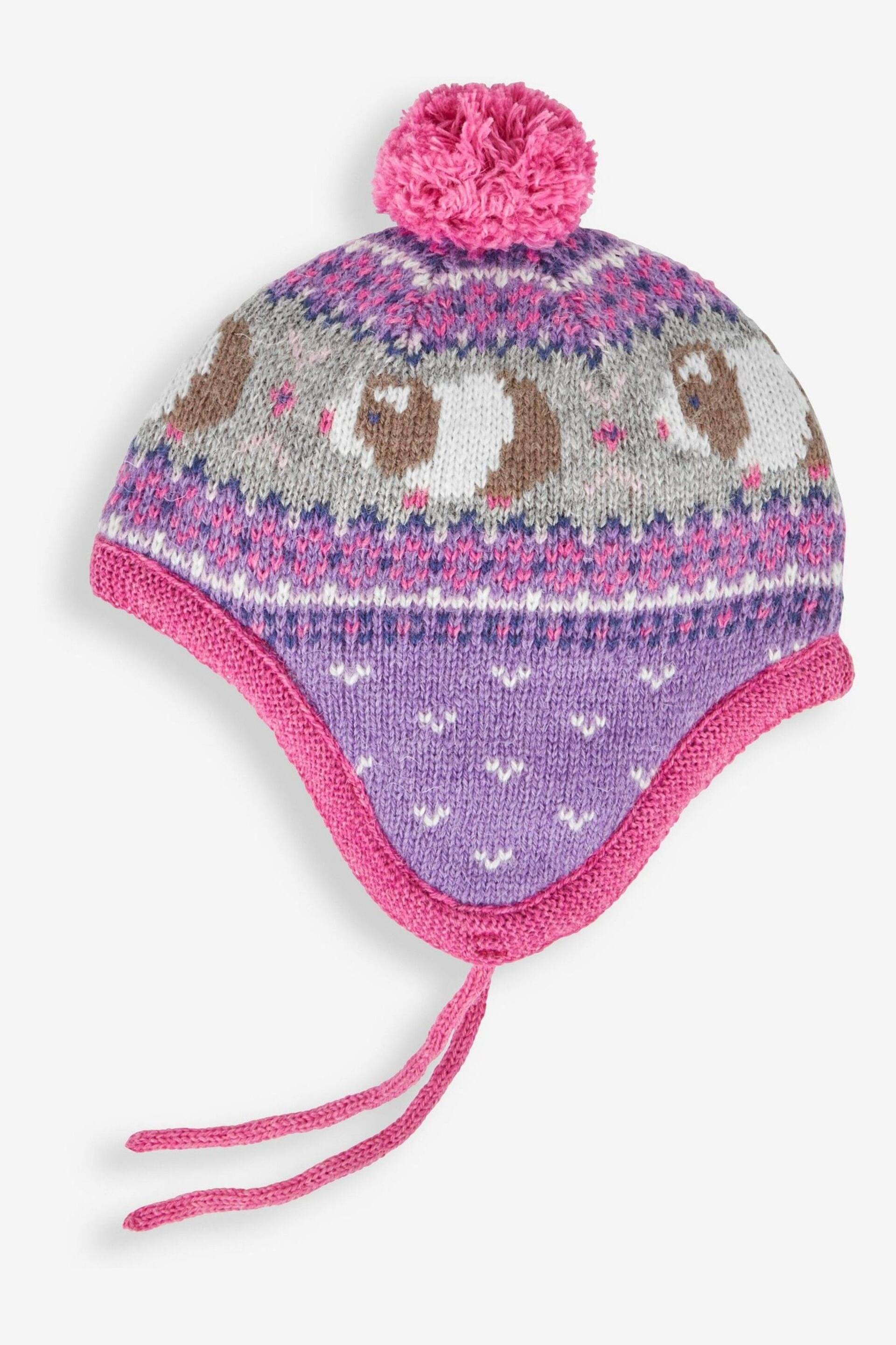 JoJo Maman Bébé Pink Guinea Pig Fair Isle Hat - Image 1 of 2