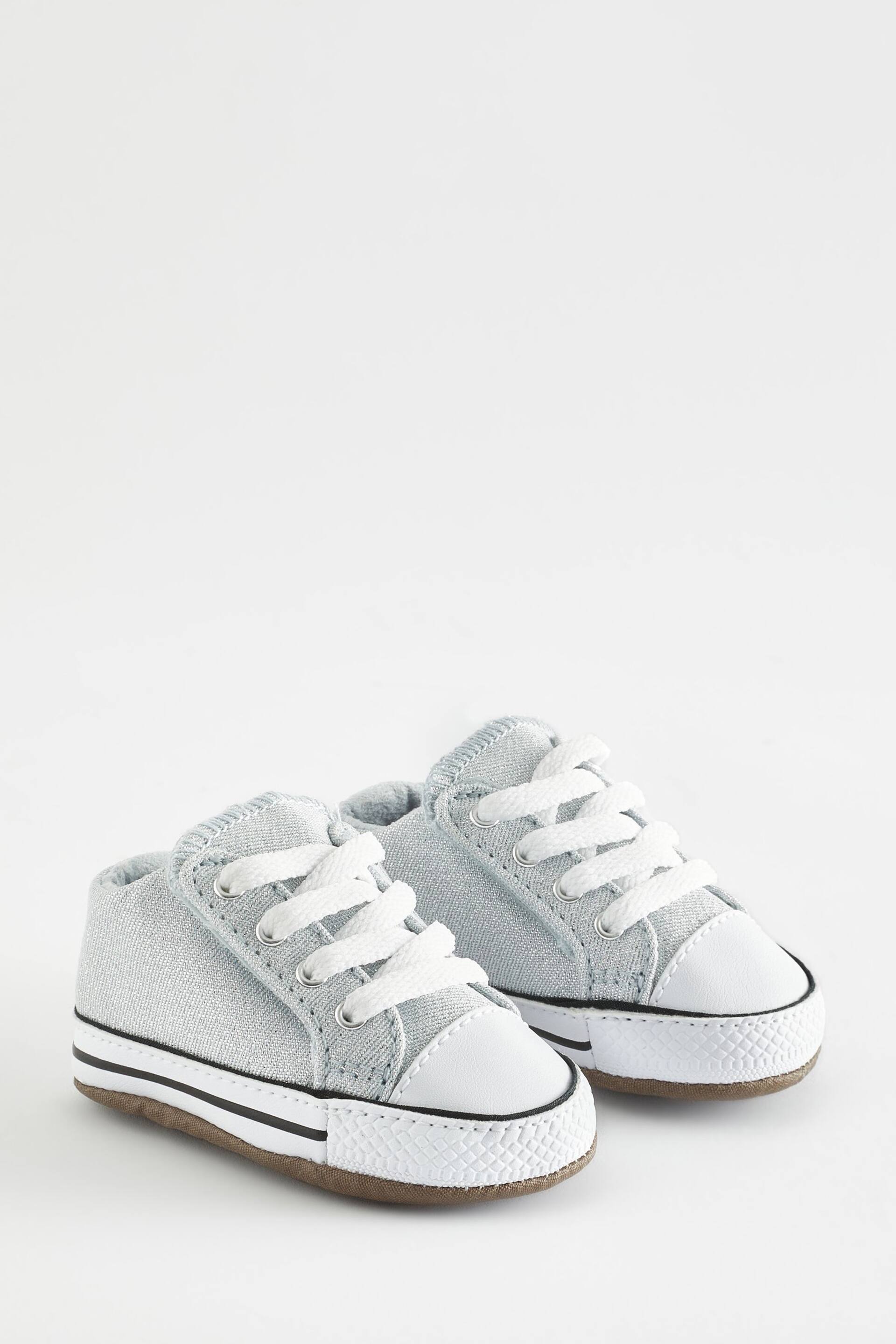 Converse White Chuck Taylor All Star Glitter Pram Shoes - Image 3 of 9