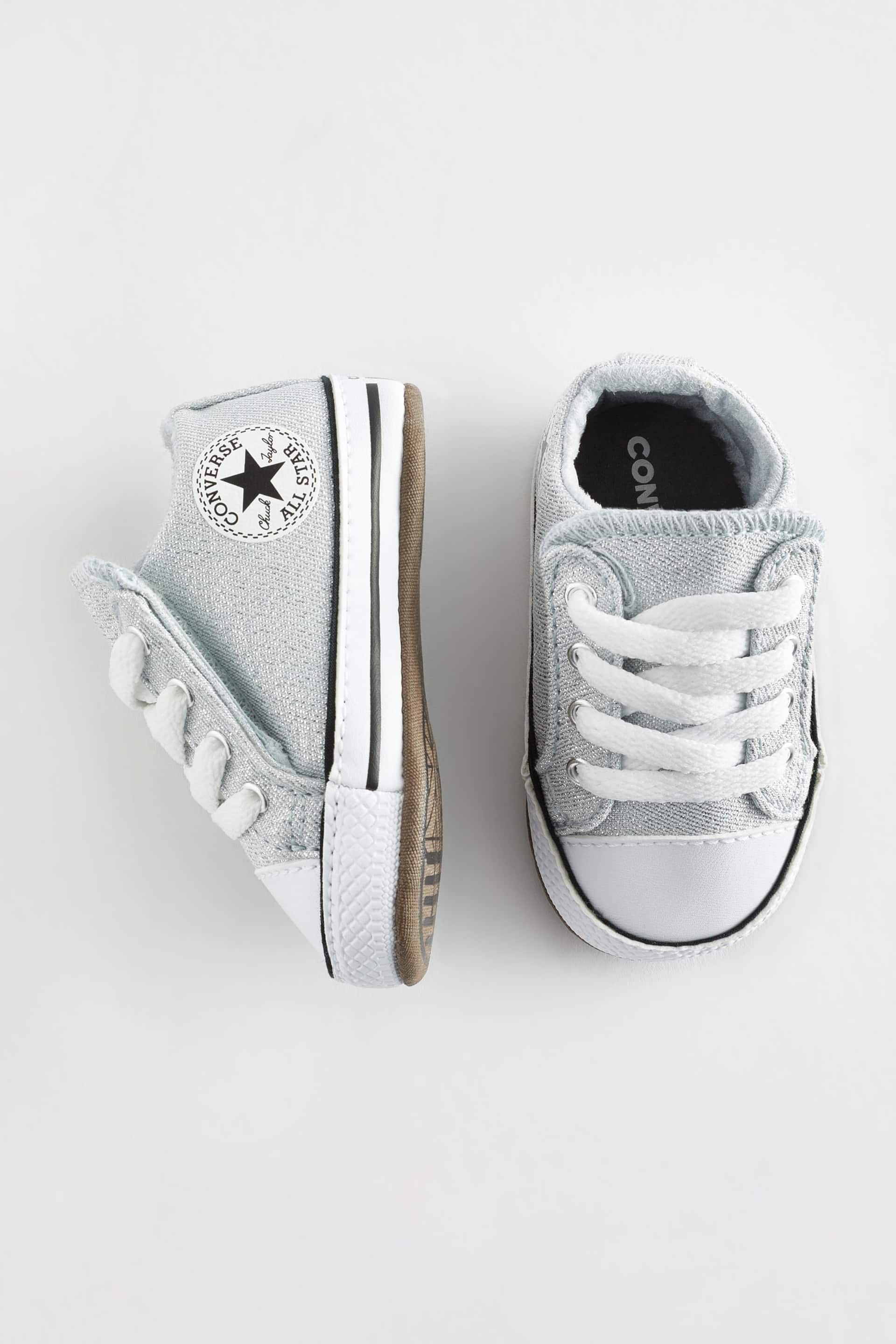 Converse White Chuck Taylor All Star Glitter Pram Shoes - Image 5 of 9