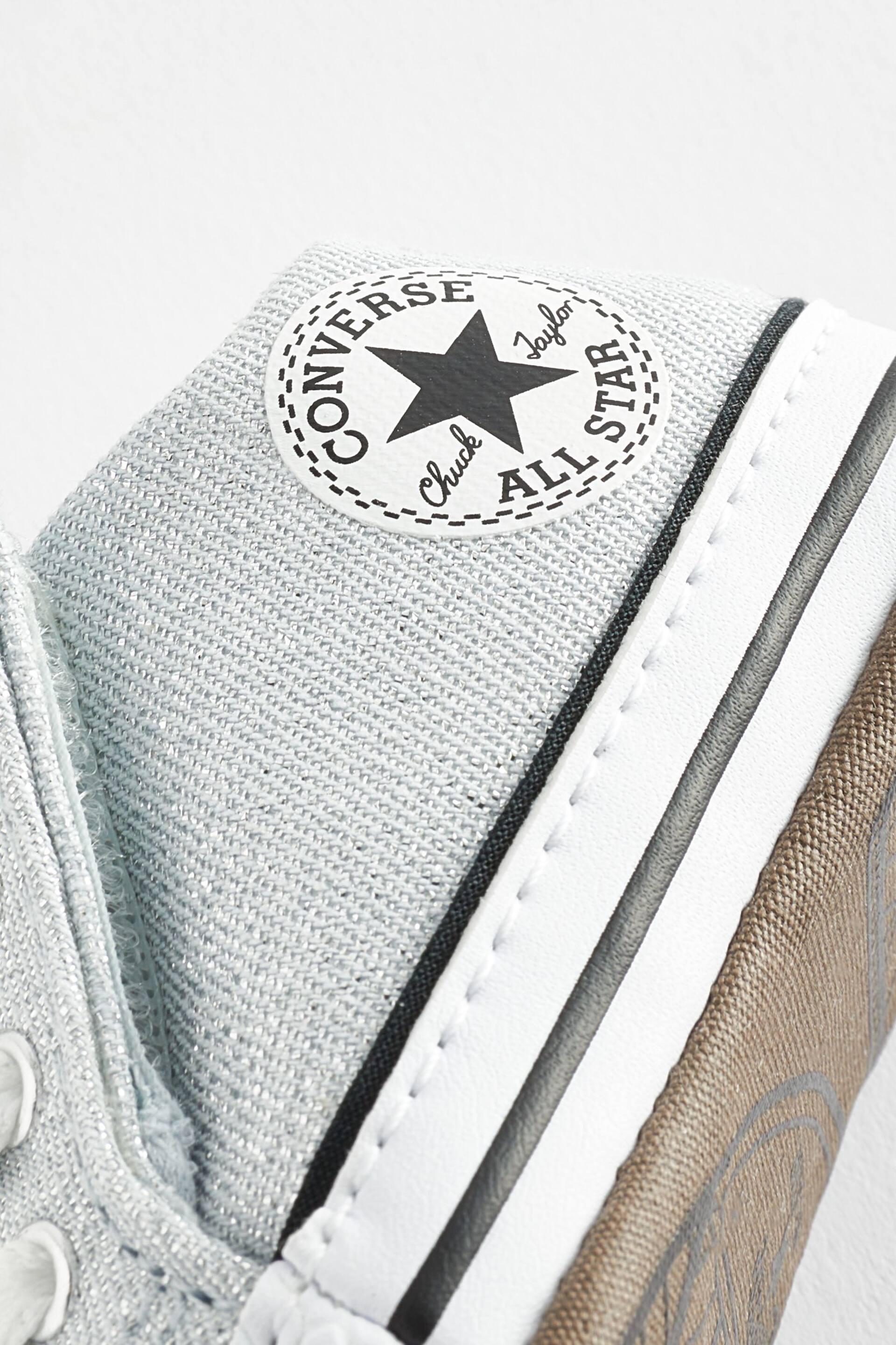 Converse White Chuck Taylor All Star Glitter Pram Shoes - Image 9 of 9