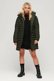 Superdry Green Fuji Hooded Mid Length Puffer Coat - Image 4 of 5