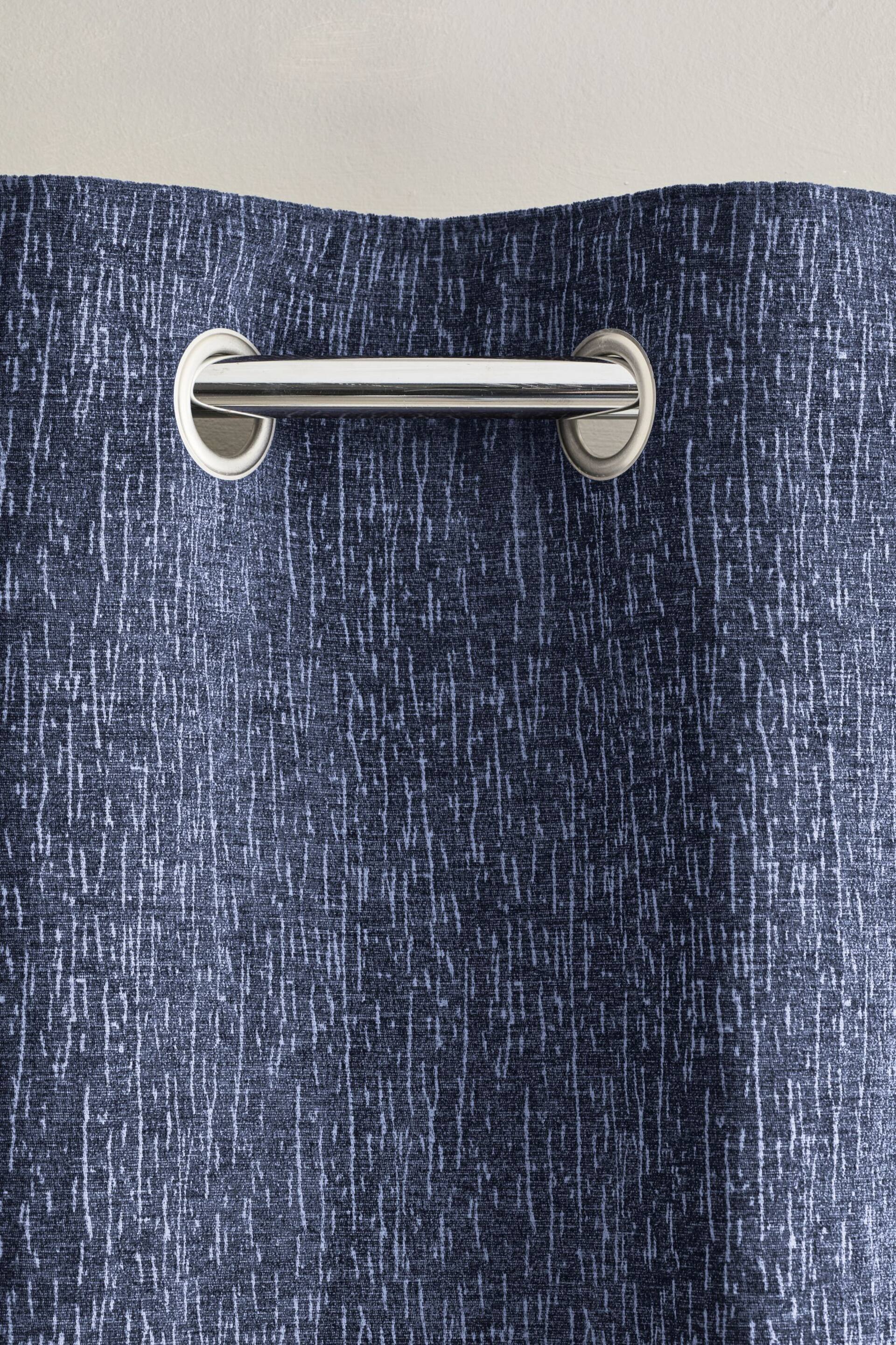 Navy Blue Next Heavyweight Chenille Eyelet Lined Curtains - Image 5 of 6
