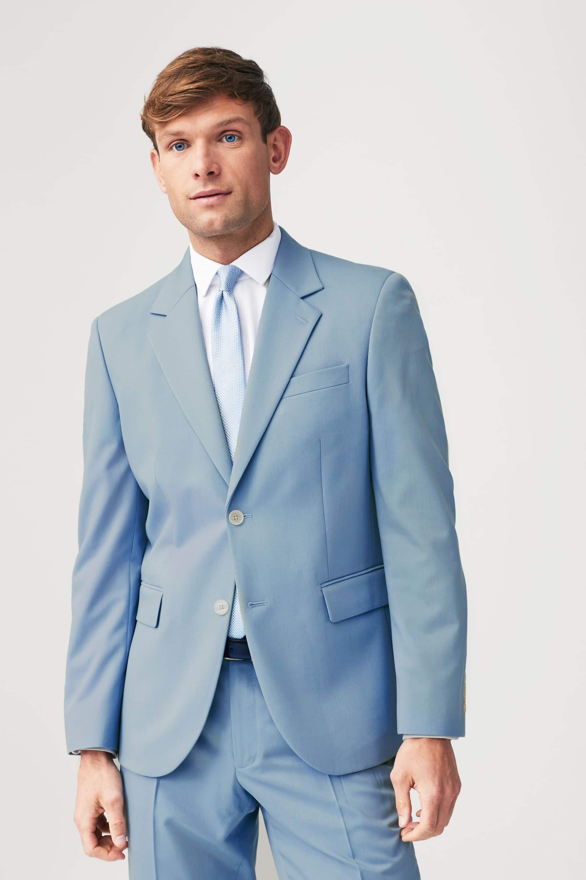 Light Blue Tailored Fit Motionflex Stretch Suit: Jacket - Image 1 of 9