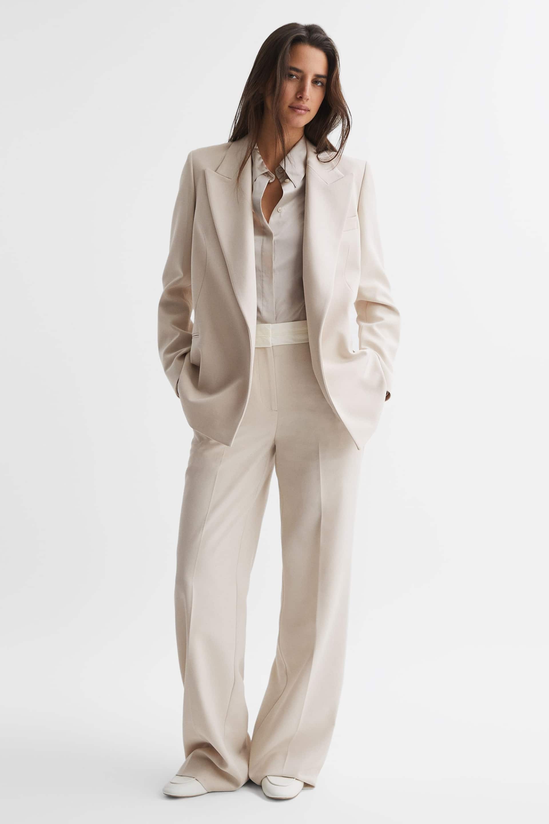 Reiss Neutral Maya Petite Tailored Fit Single Breasted Suit Blazer - Image 1 of 6