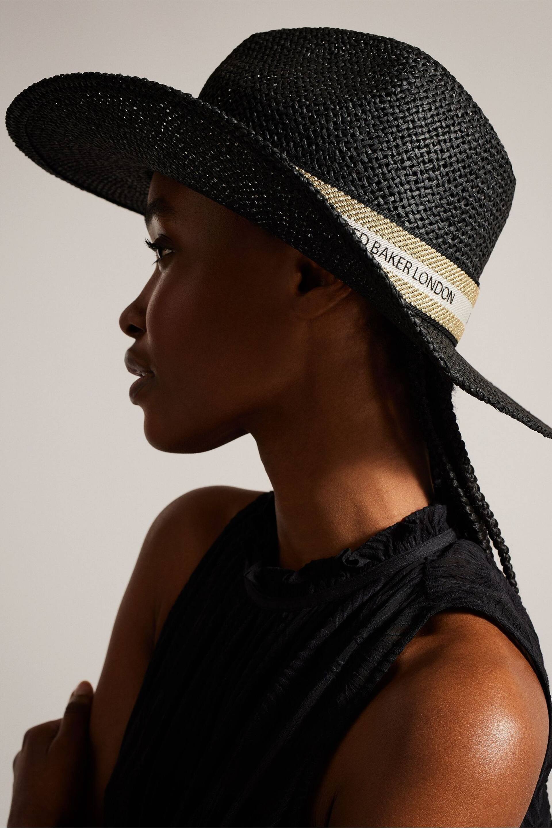 Ted Baker Black Straw Clairie Fedora Hat - Image 1 of 3