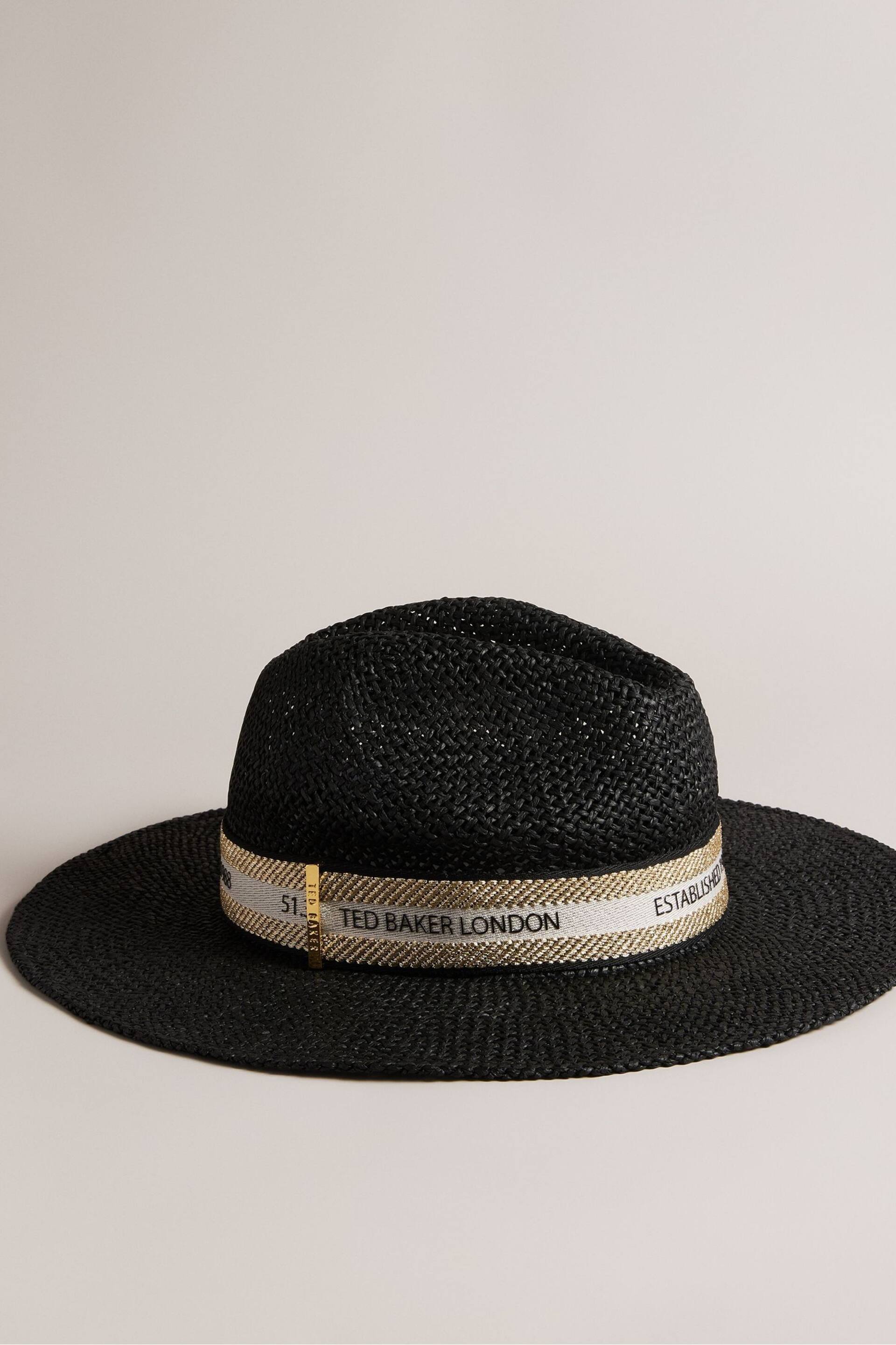 Ted Baker Black Straw Clairie Fedora Hat - Image 2 of 3
