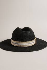 Ted Baker Black Straw Clairie Fedora Hat - Image 3 of 3