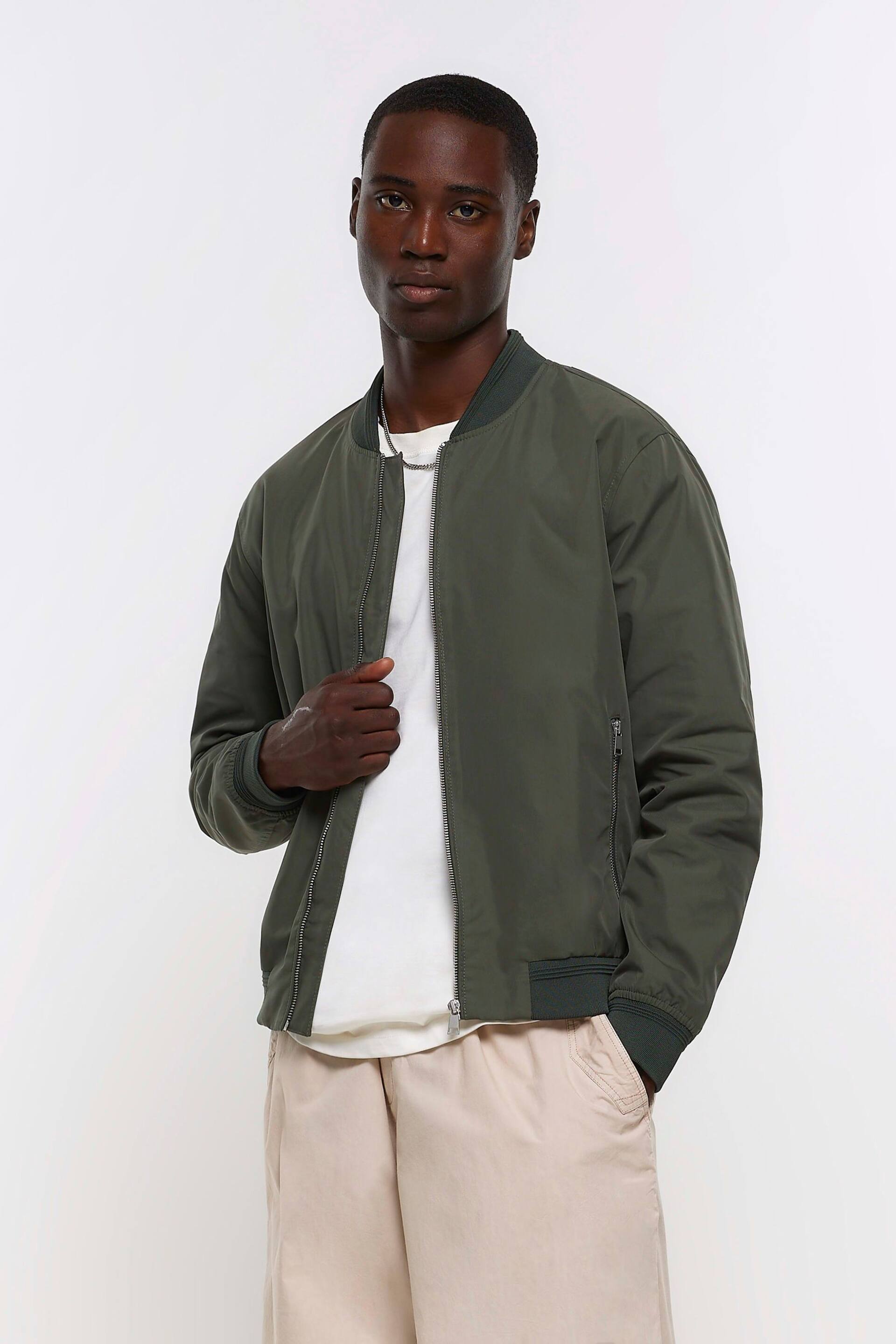 River Island Green Cotton Bomber Jacket - Image 1 of 4