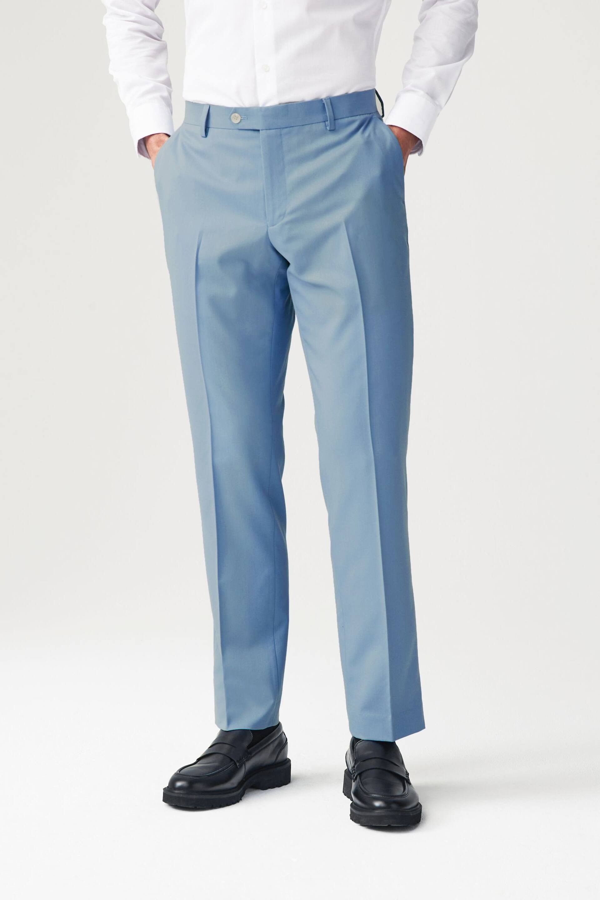 Light Blue Tailored Fit Motionflex Stretch Suit: Trousers - Image 1 of 8