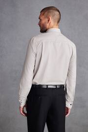 Neutral Brown Regular Fit Double Cuff Signature Textured Trimmed Formal Shirt - Image 4 of 7