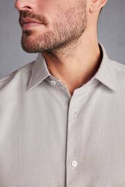 Neutral Brown Regular Fit Double Cuff Signature Textured Trimmed Formal Shirt - Image 5 of 7