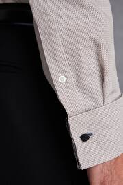 Neutral Brown Regular Fit Double Cuff Signature Textured Trimmed Formal Shirt - Image 6 of 7