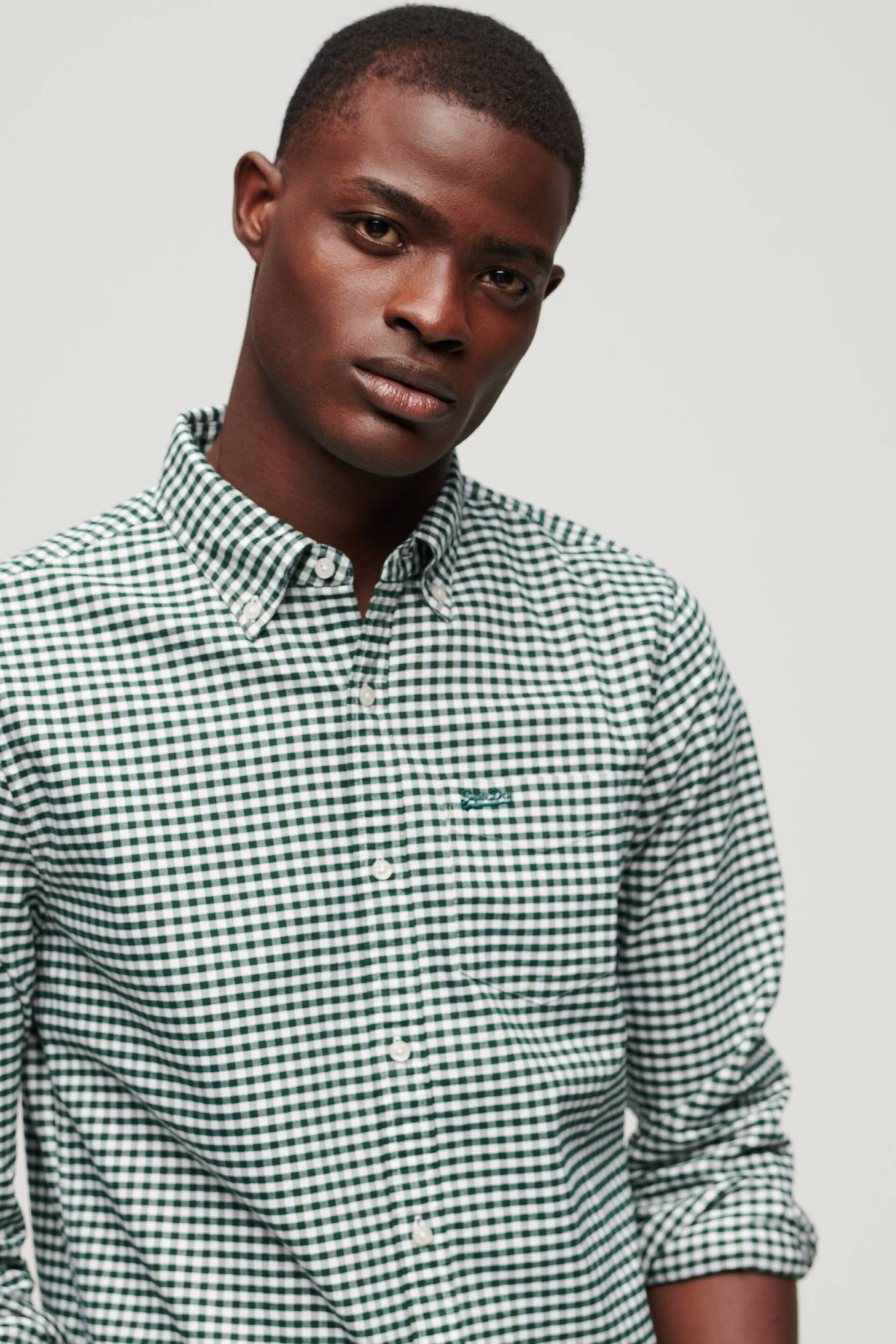 Superdry Green Cotton Long Sleeved Oxford Shirt - Image 3 of 6