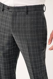 Charcoal Grey Tailored Tailored Fit Trimmed Check Suit Trousers - Image 3 of 7