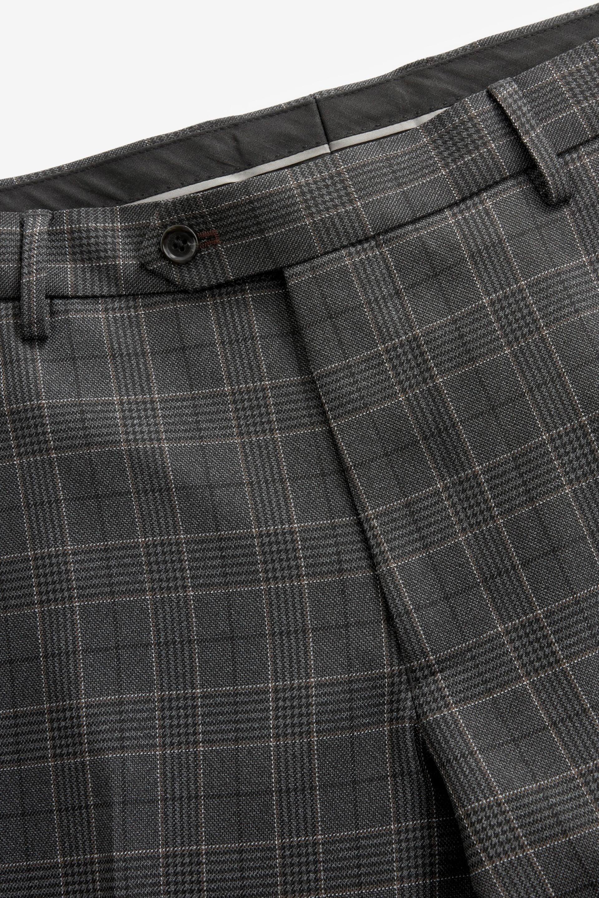 Charcoal Grey Tailored Tailored Fit Trimmed Check Suit Trousers - Image 5 of 7