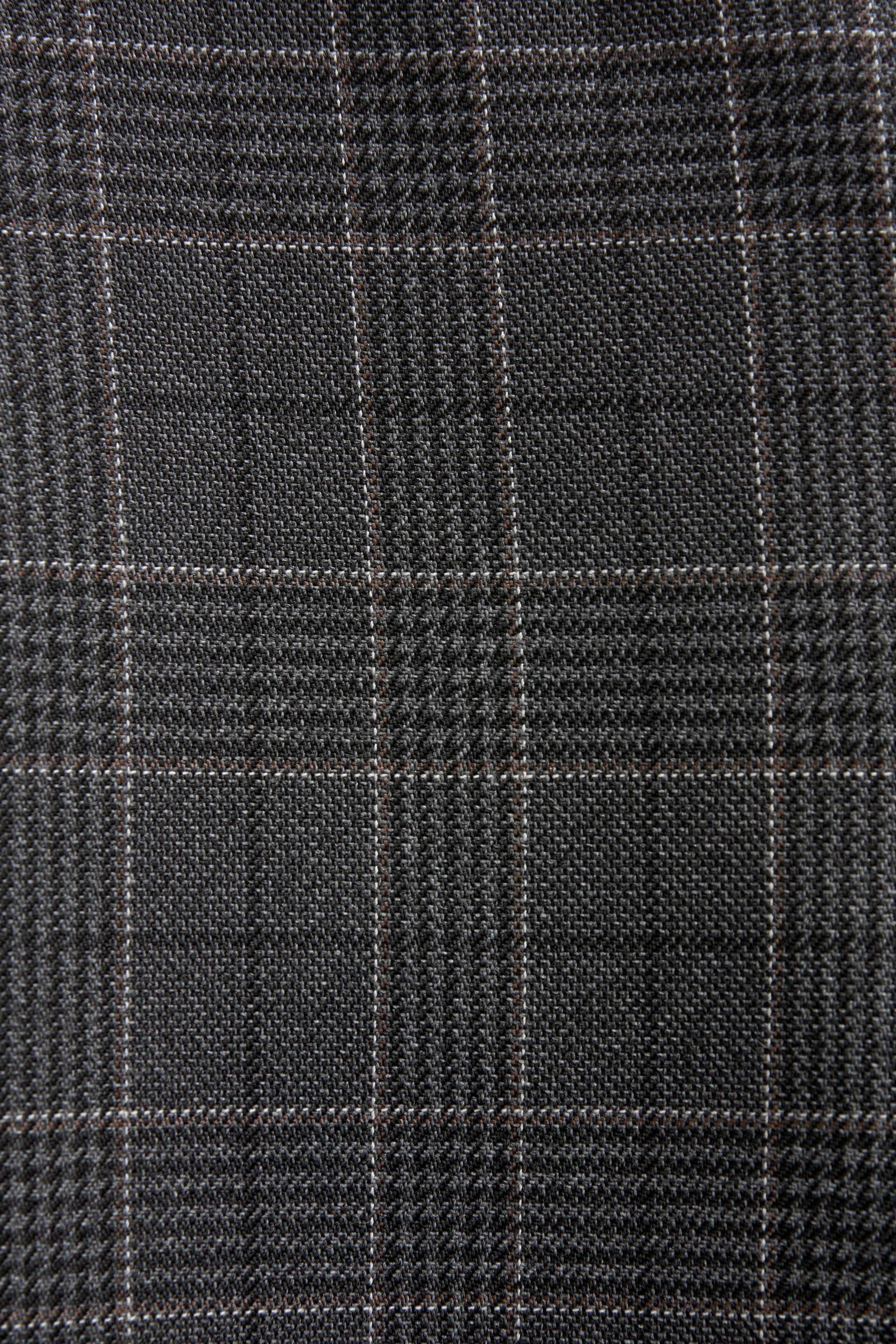 Charcoal Grey Tailored Tailored Fit Trimmed Check Suit Trousers - Image 6 of 7