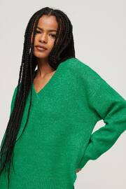 Superdry Green Oversized V-Neck Jumper - Image 3 of 6