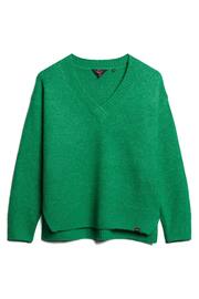 Superdry Green Oversized V-Neck Jumper - Image 4 of 6