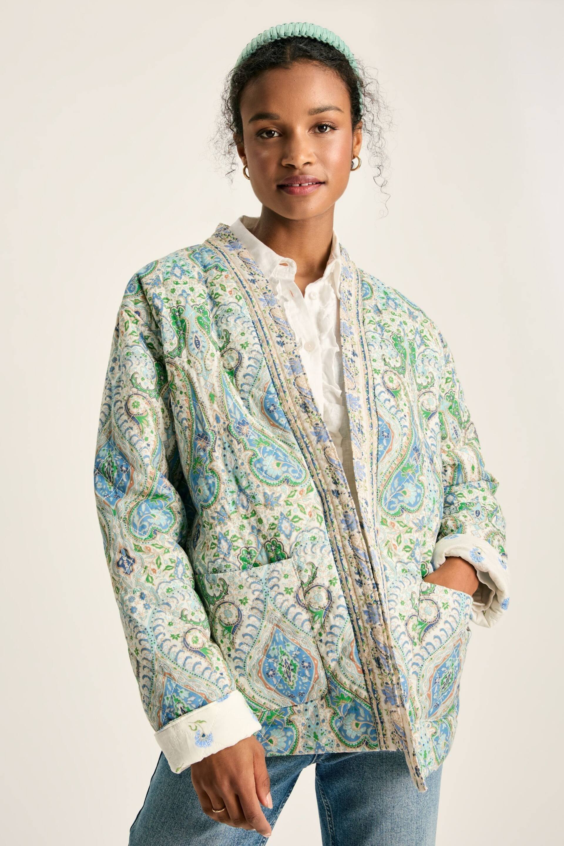 Joules Blakeney Relaxed Fit Paisley Cotton Quilted Jacket - Image 2 of 8