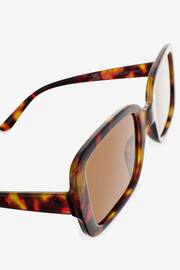 Tortoiseshell Brown Polarised Rectangle Sunglasses - Image 5 of 6