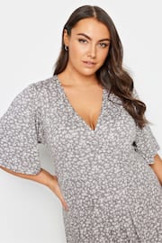 Yours Curve Grey Floral Maxi Wrap Dress - Image 4 of 4