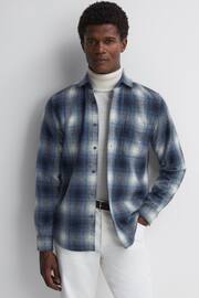 Reiss Blue Multi Novelli Wool Checked Long Sleeve Shirt - Image 1 of 5