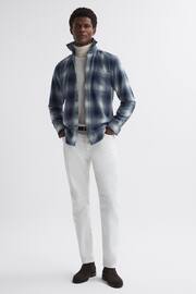 Reiss Blue Multi Novelli Wool Checked Long Sleeve Shirt - Image 3 of 5
