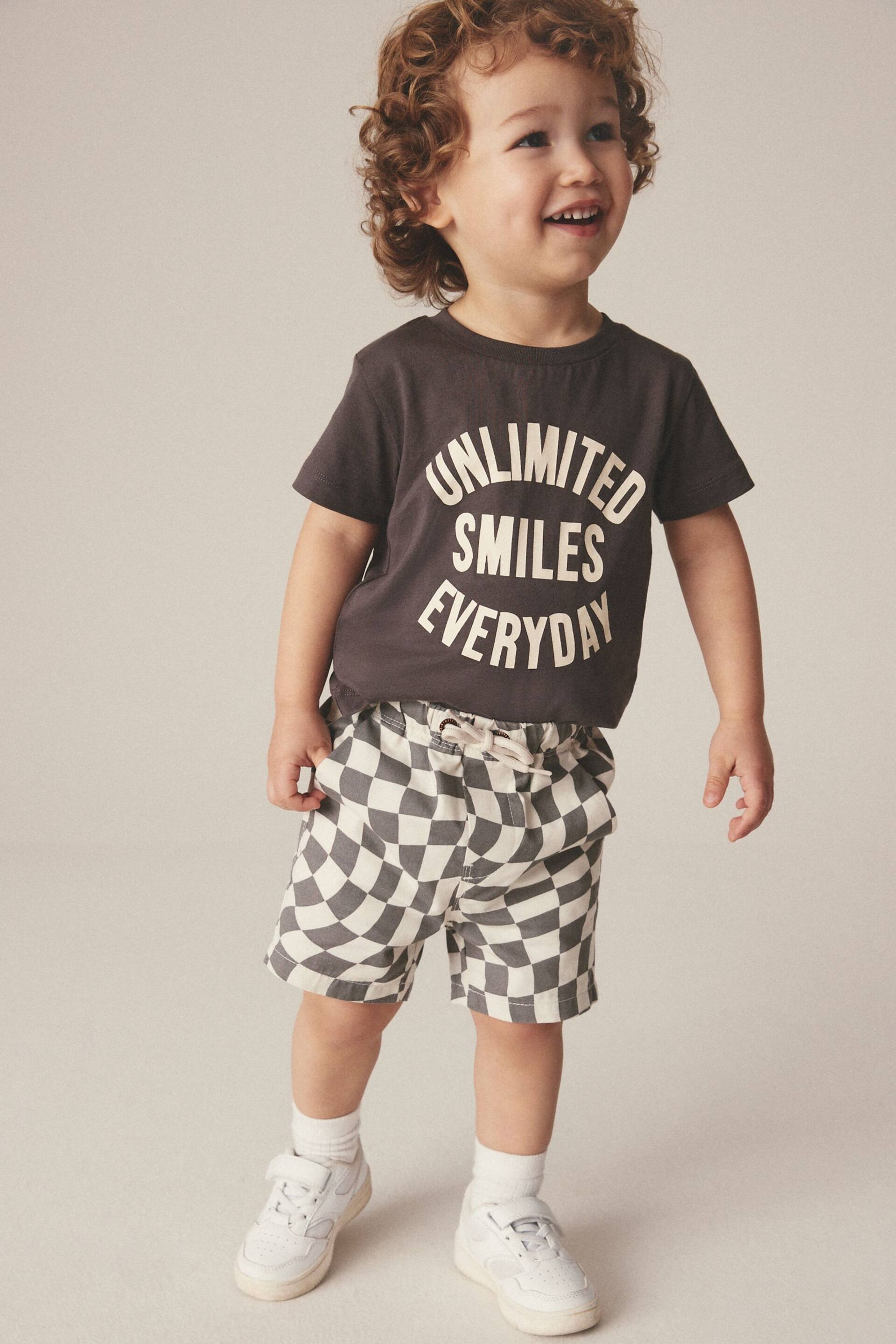 Monochrome Checkerboard Pull-On Shorts (3mths-7yrs) - Image 2 of 7