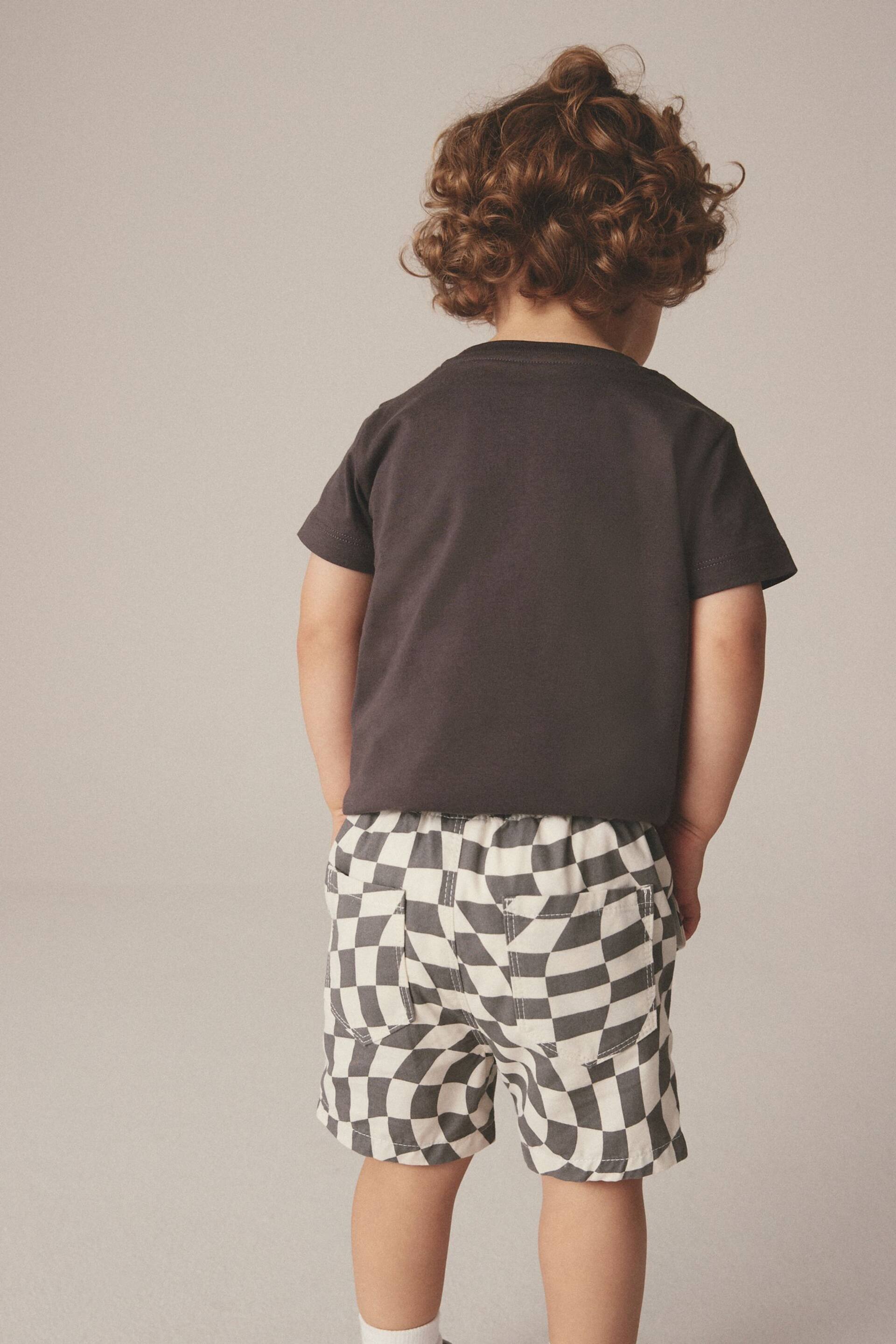 Monochrome Checkerboard Pull-On Shorts (3mths-7yrs) - Image 3 of 7