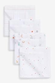 White Rainbow Baby Muslin Cloths 4 Packs - Image 1 of 5