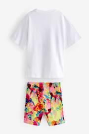 Ecru White Rainbow Unicorn Oversized T-Shirt and Cycle Shorts Set (3-16yrs) - Image 5 of 6