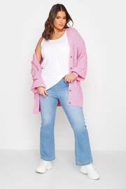 Yours Curve Pink Button Through Knitted Cardigan - Image 2 of 4