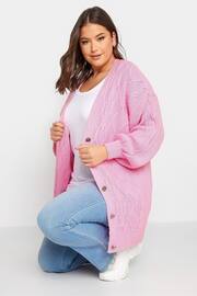 Yours Curve Pink Button Through Knitted Cardigan - Image 4 of 4