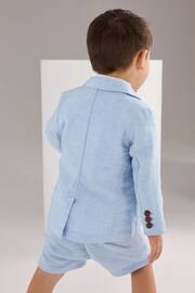 Blue Linen Blend Blazer, Shirt, Short & Bowtie Set (3mths-9yrs) - Image 4 of 8