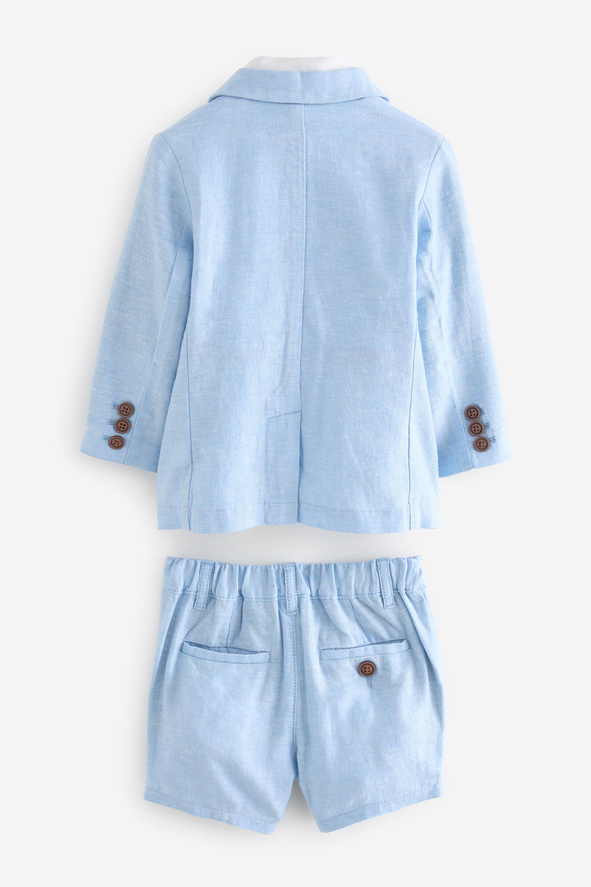 Blue Linen Blend Blazer, Shirt, Short & Bowtie Set (3mths-9yrs) - Image 6 of 8