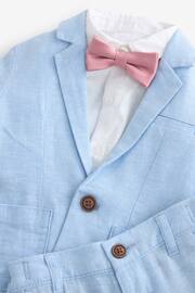 Blue Linen Blend Blazer, Shirt, Short & Bowtie Set (3mths-9yrs) - Image 8 of 8