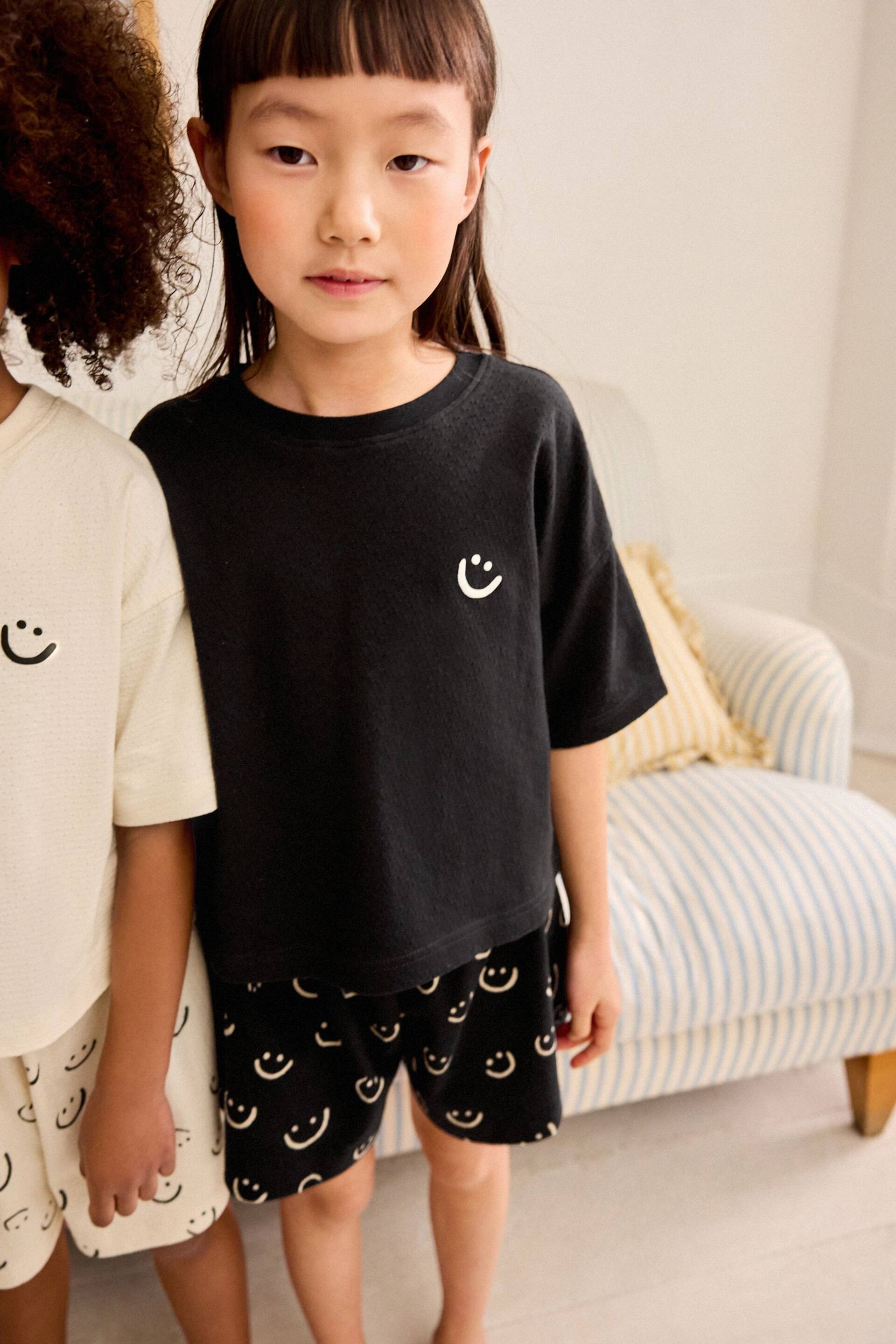 Black/White Smile Short Pyjamas 2 Pack (3-16yrs) - Image 5 of 10