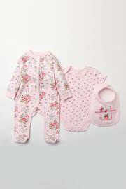 Rock-A-Bye Baby Boutique Pink Floral Print Cotton 3-Piece Baby Gift Set - Image 1 of 5