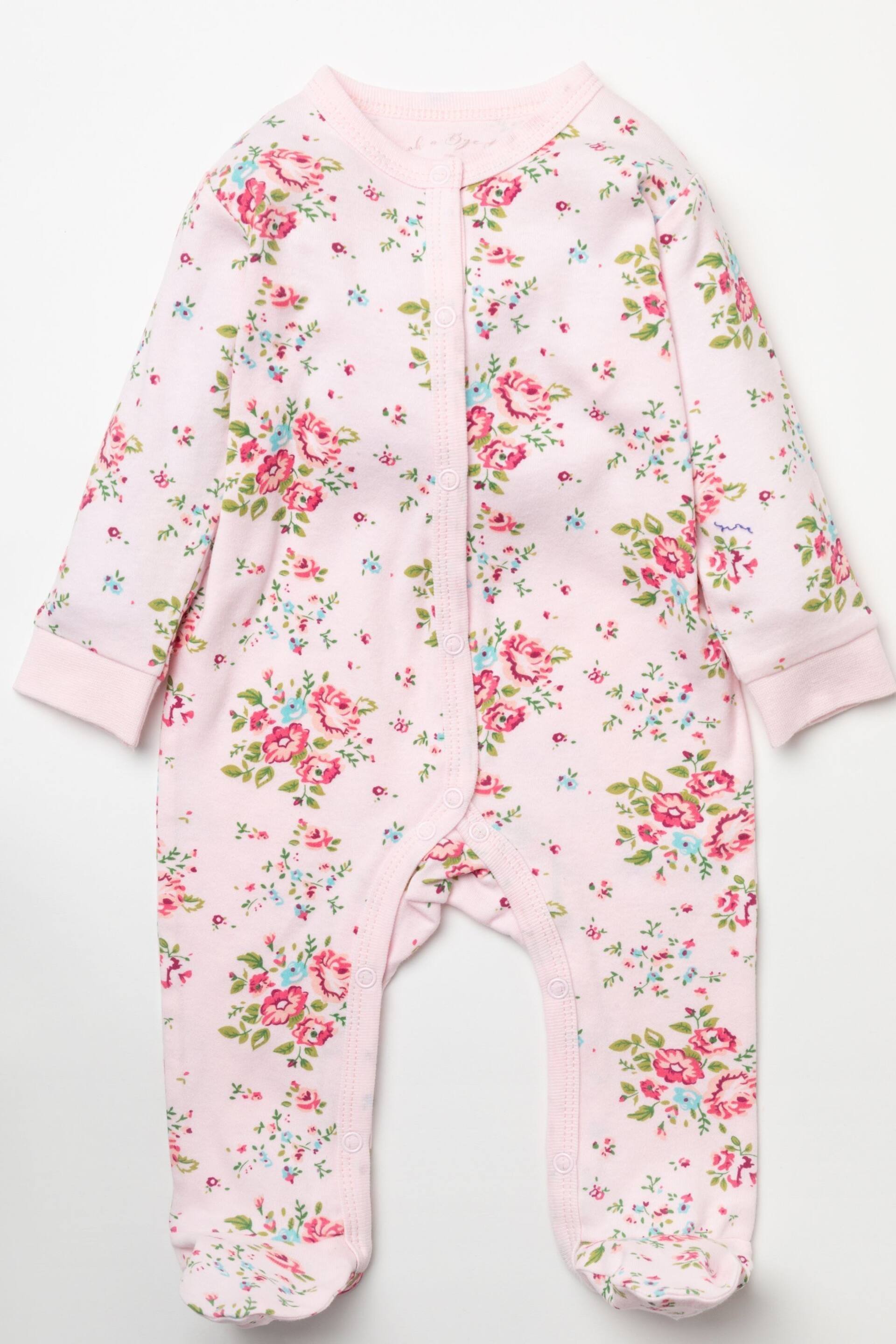 Rock-A-Bye Baby Boutique Pink Floral Print Cotton 3-Piece Baby Gift Set - Image 2 of 5